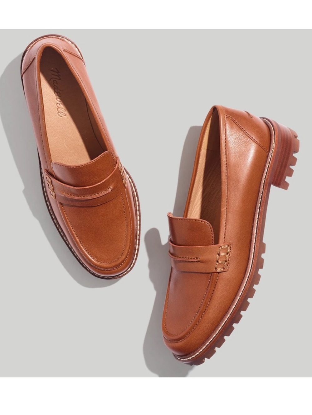Madewell Women’s Corinne Lugsole Penny Loafers 7.5 Brown Maple New - Picture 1 of 5